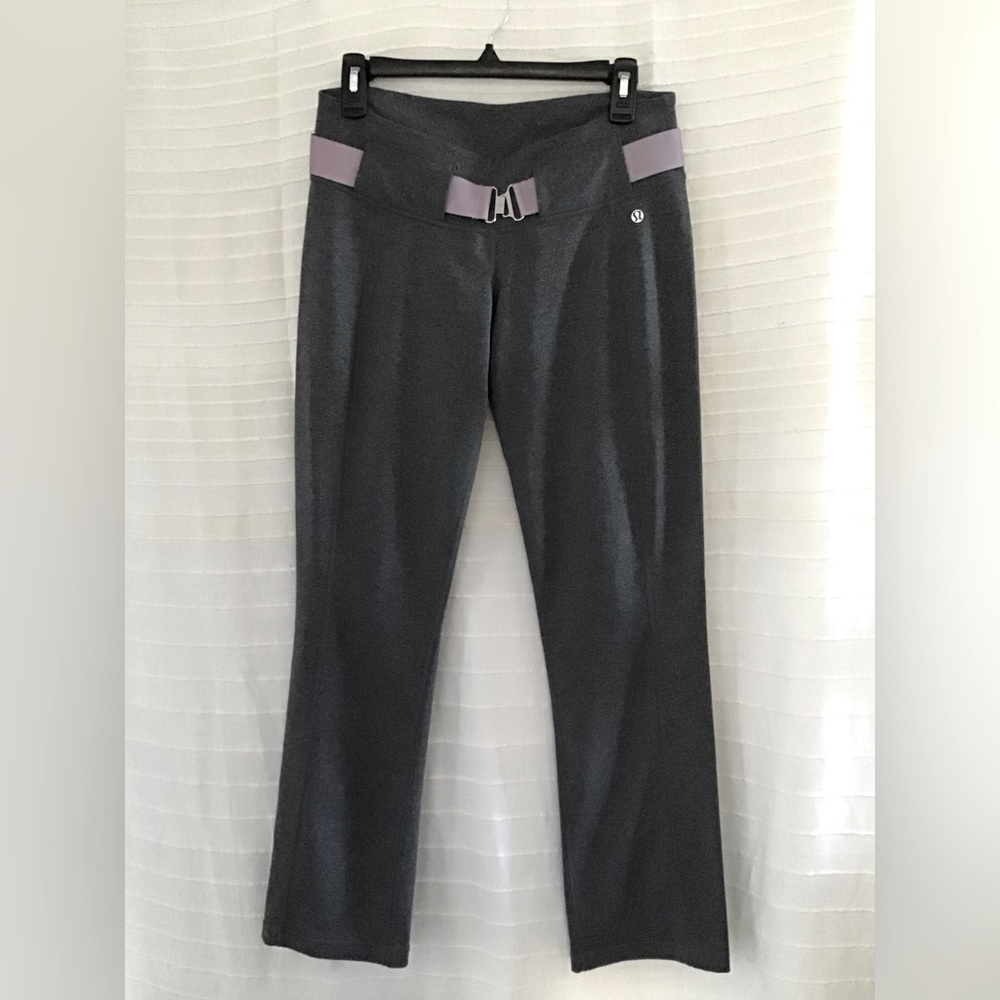 Lululemon Gray Yoga Pants with Purple Accents